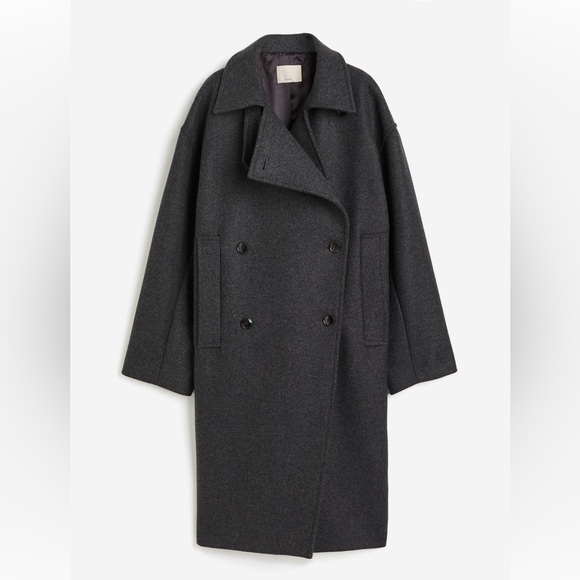 NWT H&M Double-breasted wool-blend coat. Large - Picture 1 of 11